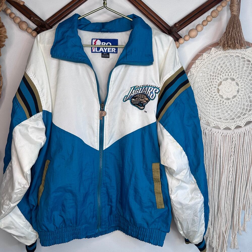 Vintage 90s 1990s Pro Player Jacksonville Jags Jaguars Colorblock Windbreaker